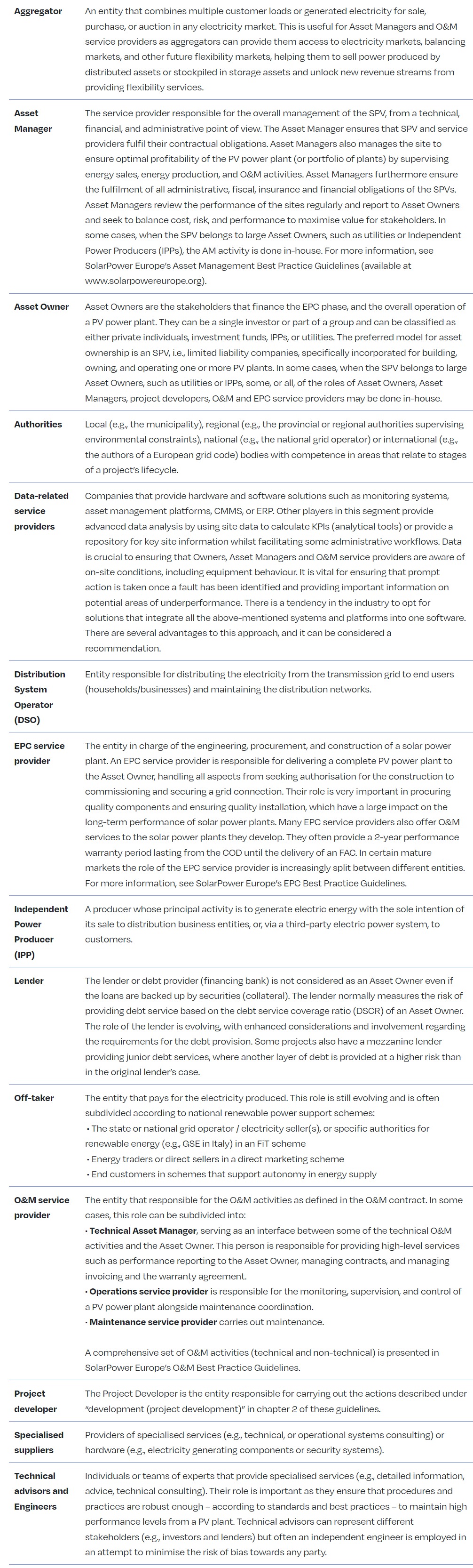 Table 71 - Stakeholders